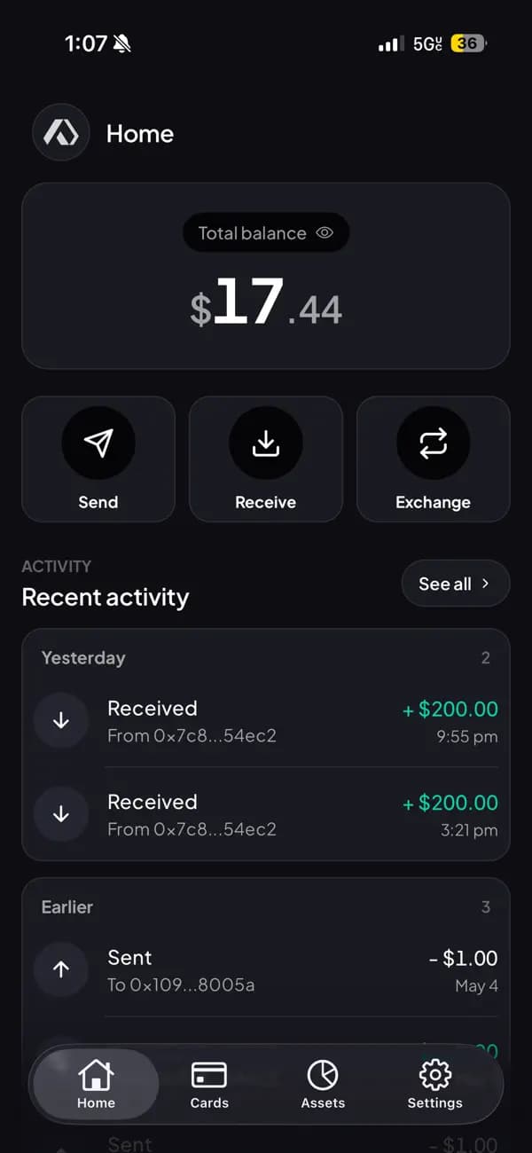 Pays home screen
